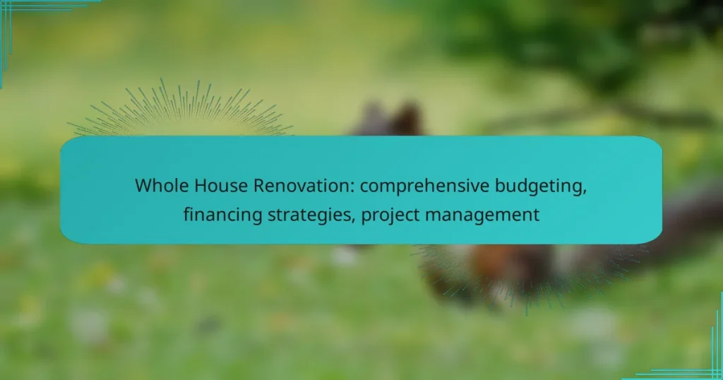 Whole House Renovation: comprehensive budgeting, financing strategies, project management
